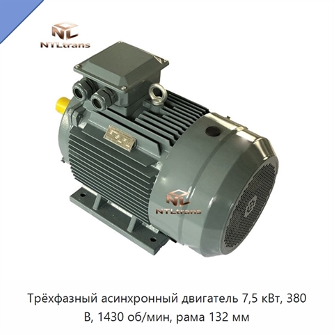 Трёхфазный асинхронный двигатель 7,5 кВт, 380 В, 1430 об/мин, рама 132 мм