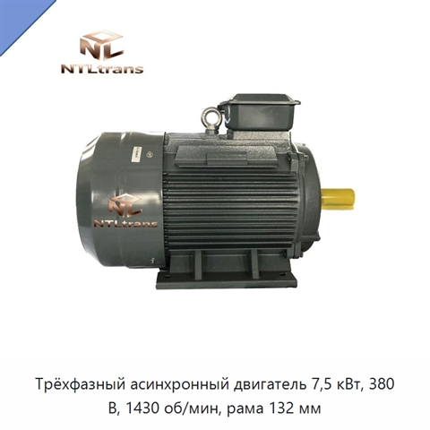 Трёхфазный асинхронный двигатель 7,5 кВт, 380 В, 1430 об/мин, рама 132 мм