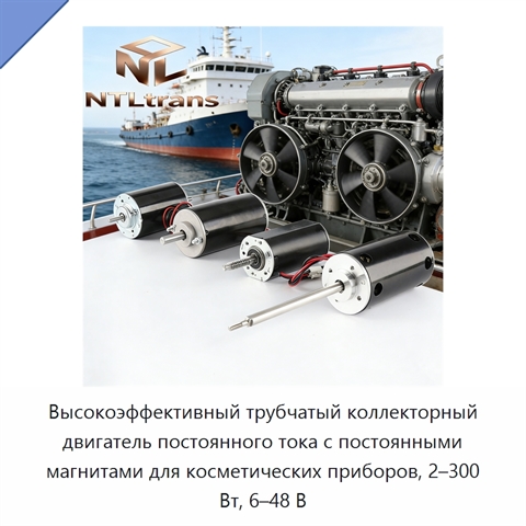 Высокоэффективный трубчатый коллекторный двигатель постоянного тока с постоянными магнитами для косметических приборов, 2–300 Вт, 6–48 В