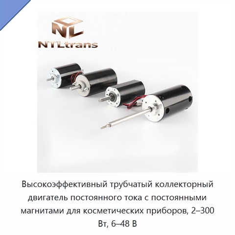 Высокоэффективный трубчатый коллекторный двигатель постоянного тока с постоянными магнитами для косметических приборов, 2–300 Вт, 6–48 В