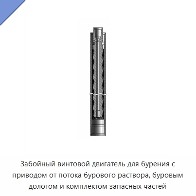 Забойный винтовой двигатель для бурения с приводом от потока бурового раствора, буровым долотом и комплектом запасных частей
