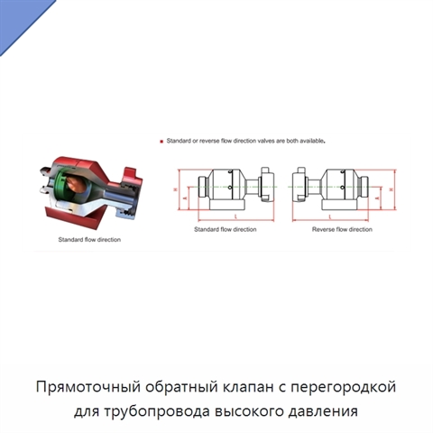 Прямоточный обратный клапан с перегородкой для трубопровода высокого давления