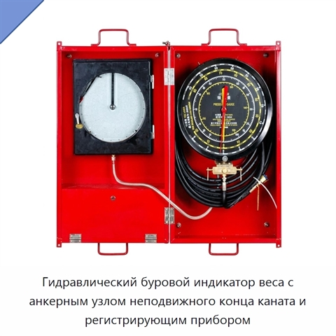 Гидравлический буровой индикатор веса с анкерным узлом неподвижного конца каната и регистрирующим прибором