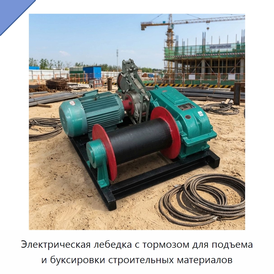 Электрическая лебедка с тормозом для подъема и буксировки строительных материалов — Строительные подъёмники