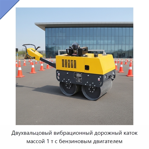 Двухвальцовый вибрационный дорожный каток массой 1 т с бензиновым двигателем