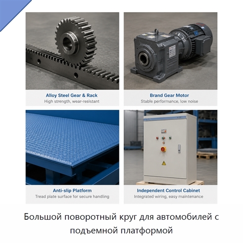 Большой поворотный круг для автомобилей с подъемной платформой