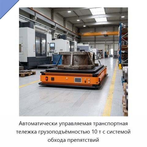 Автоматически управляемая транспортная тележка грузоподъёмностью 10 т с системой обхода препятствий