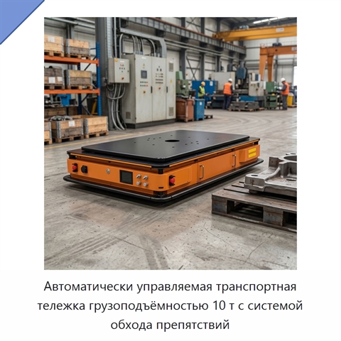 Автоматически управляемая транспортная тележка грузоподъёмностью 10 т с системой обхода препятствий