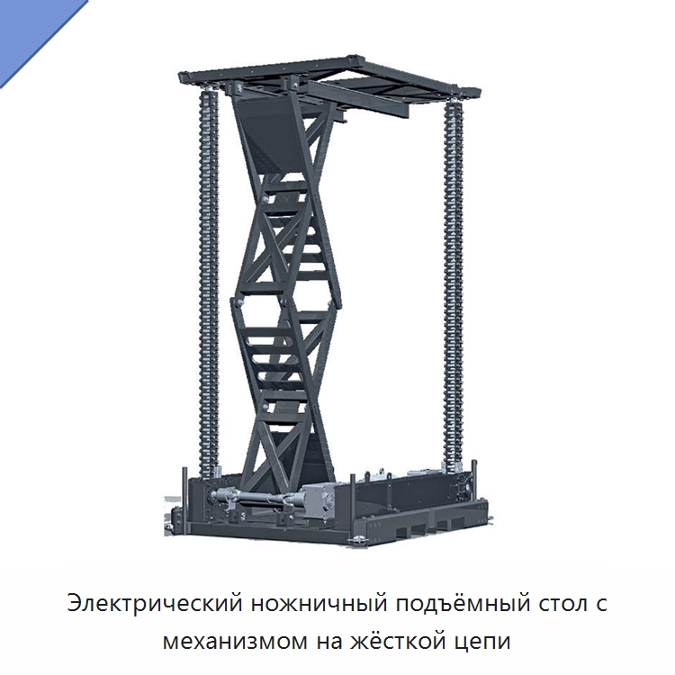 Электрический ножничный подъёмный стол с механизмом на жёсткой цепи — Подъемные столы
