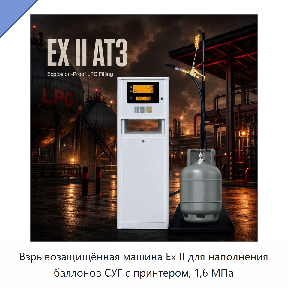 Взрывозащищённая машина Ex II для наполнения баллонов СУГ с принтером, 1,6 МПа — Расходомеры