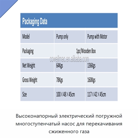 Высоконапорный электрический погружной многоступенчатый насос для перекачивания сжиженного газа
