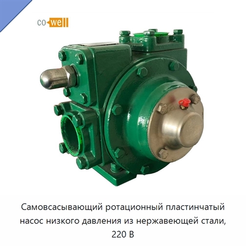 Самовсасывающий ротационный пластинчатый насос низкого давления из нержавеющей стали, 220 В