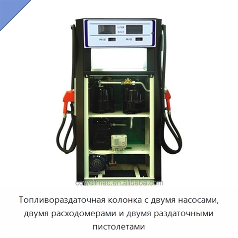 Топливораздаточная колонка с двумя насосами, двумя расходомерами и двумя раздаточными пистолетами