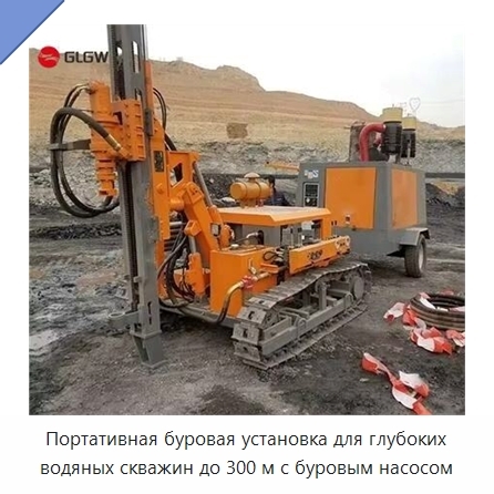 Портативная буровая установка для глубоких водяных скважин до 300 м с буровым насосом