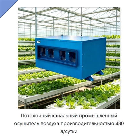 Потолочный канальный промышленный осушитель воздуха производительностью 480 л/сутки