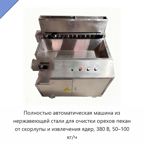 Полностью автоматическая машина из нержавеющей стали для очистки орехов пекан от скорлупы и извлечения ядер, 380 В, 50–100 кг/ч