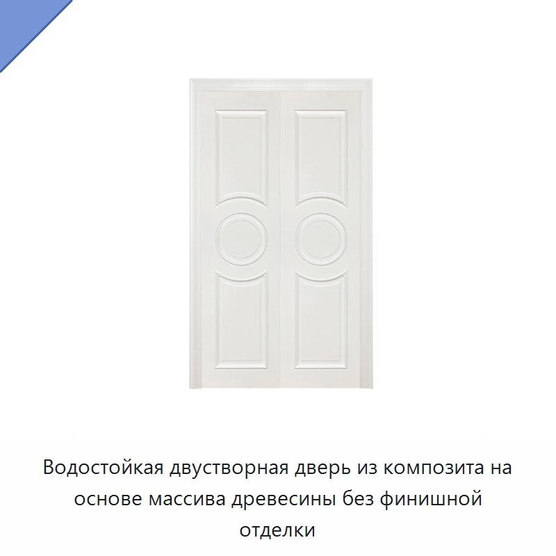 Водостойкая двустворная дверь из композита на основе массива древесины без финишной отделки — Наружные двери