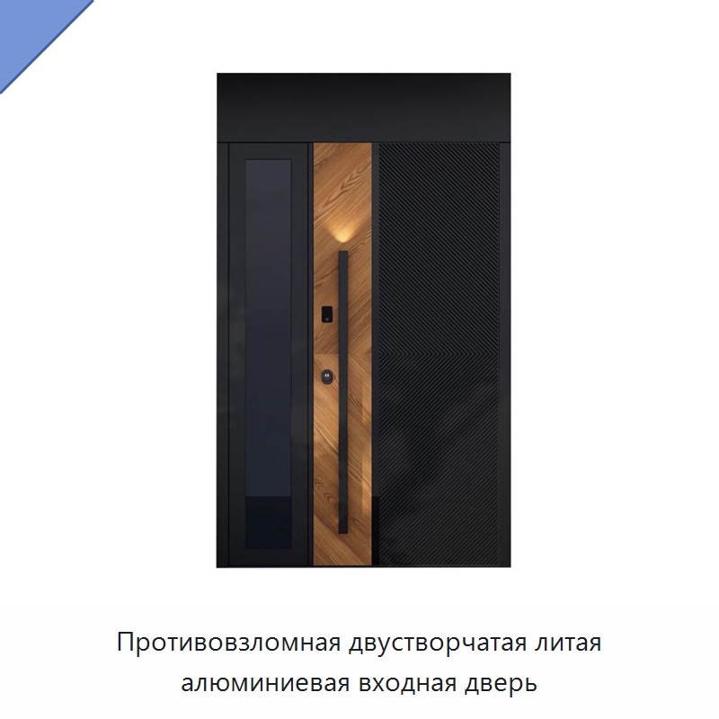 Противовзломная двустворчатая литая алюминиевая входная дверь — Наружные двери