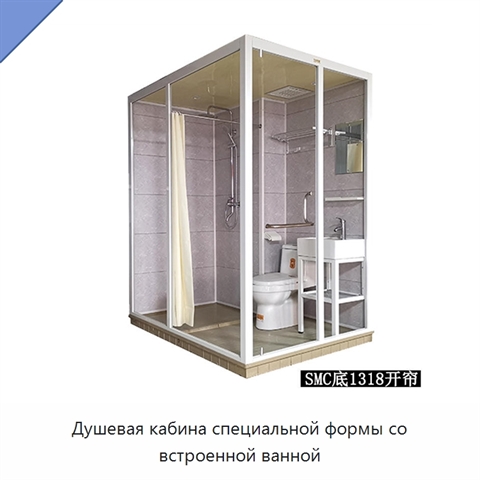 Душевая кабина специальной формы со встроенной ванной
