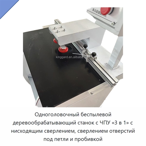 Одноголовочный беспылевой деревообрабатывающий станок с ЧПУ «3 в 1» с нисходящим сверлением, сверлением отверстий под петли и пробивкой