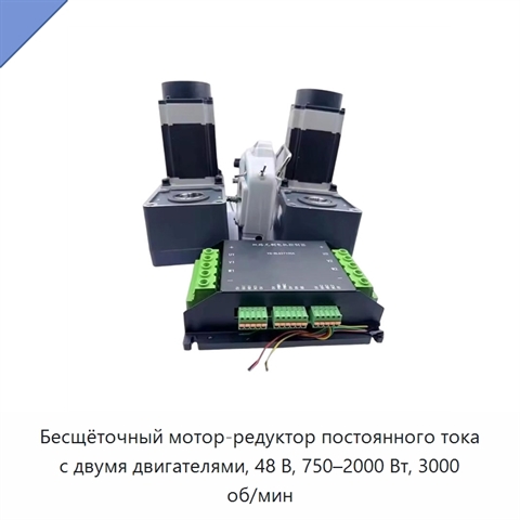 Бесщёточный мотор-редуктор постоянного тока с двумя двигателями, 48 В, 750–2000 Вт, 3000 об/мин