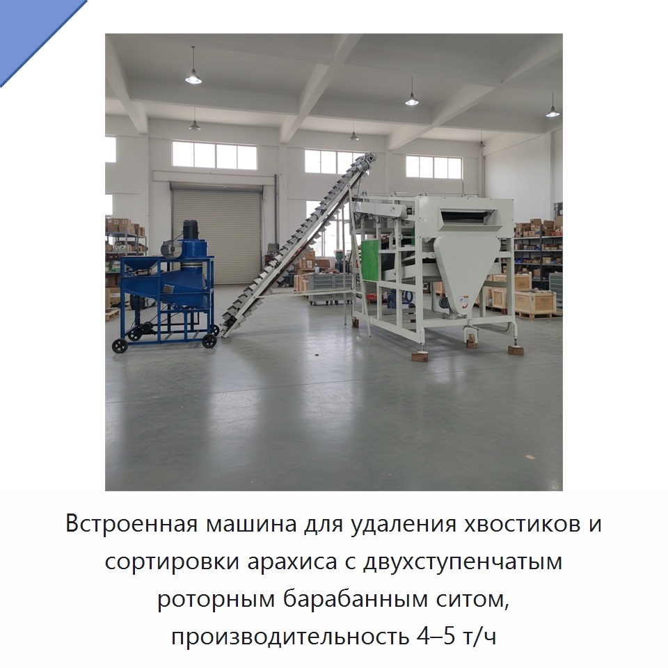 Встроенная машина для удаления хвостиков и сортировки арахиса с двухступенчатым роторным барабанным ситом, производительность 4–5 т/ч — Специальная сельскохозяйственная техника