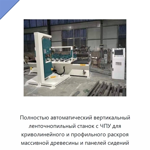 Полностью автоматический вертикальный ленточнопильный станок с ЧПУ для криволинейного и профильного раскроя массивной древесины и панелей сидений